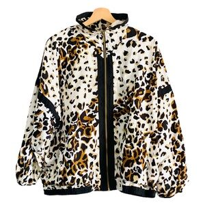 Vintage Mobwife Bold Spirit 1980s Leopard Windbreaker Warmup Jacket Size Large
